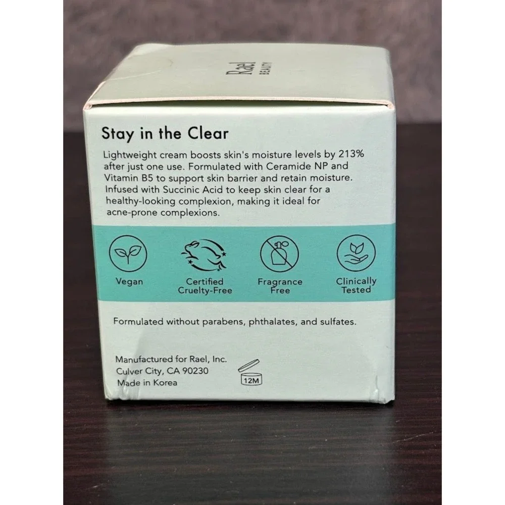 Rael Beauty Miracle Clear Barrier Cream 1.8oz Ceramide B5 Succinic Acid New